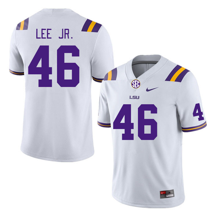 Men #46 Shelby Lee Jr. LSU Tigers College Football Jerseys Stitched Sale-White - Click Image to Close